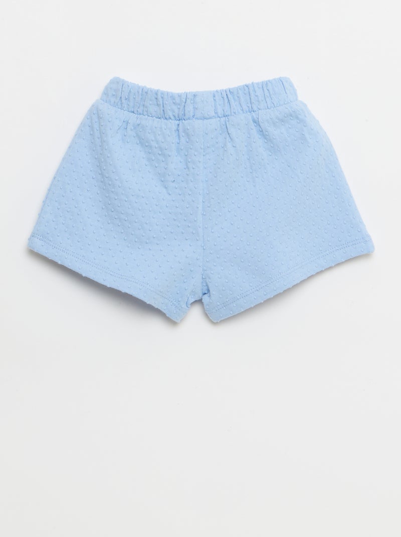 Effen short van jacquardbreisel met fantasieknoop Blauw - Kiabi