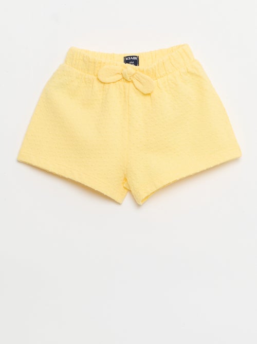 Effen short van jacquardbreisel met fantasieknoop - Kiabi