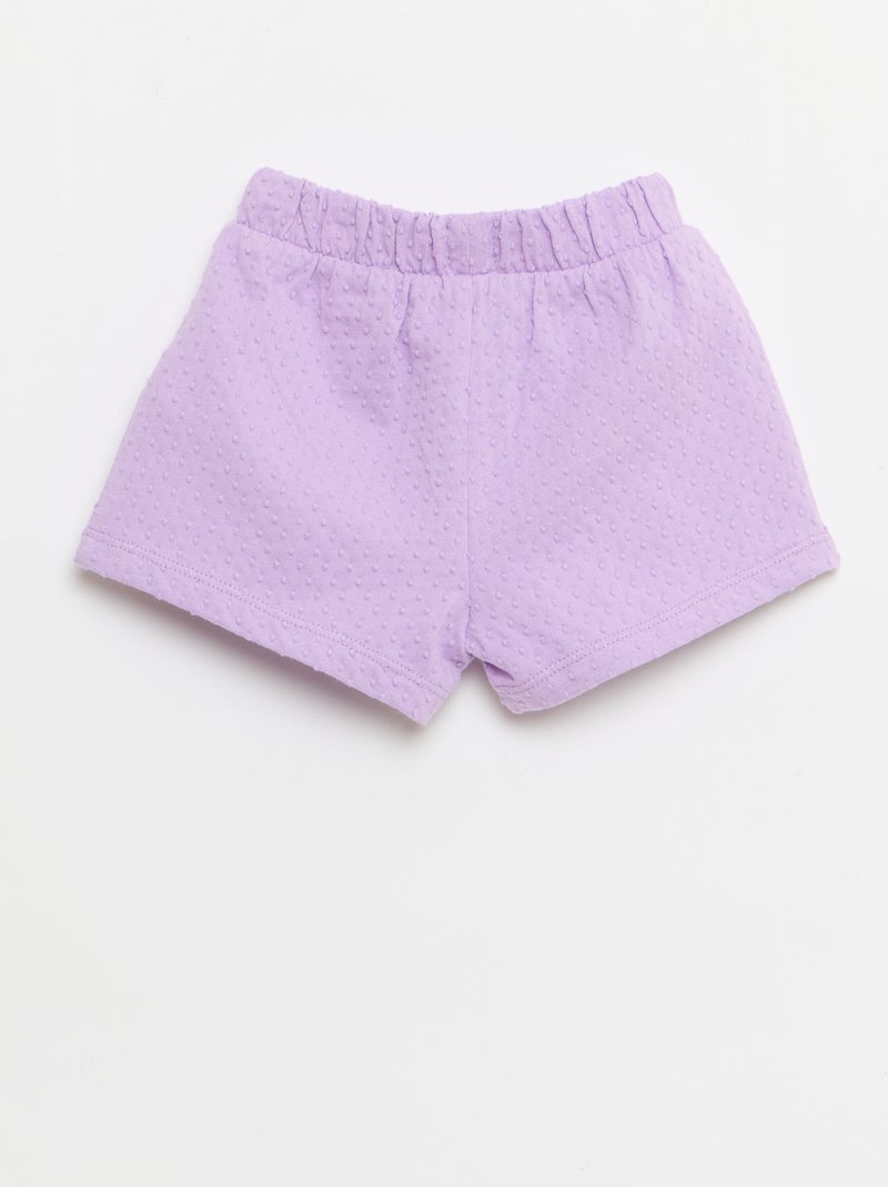 Effen short van jacquardbreisel met fantasieknoop Paars - Kiabi