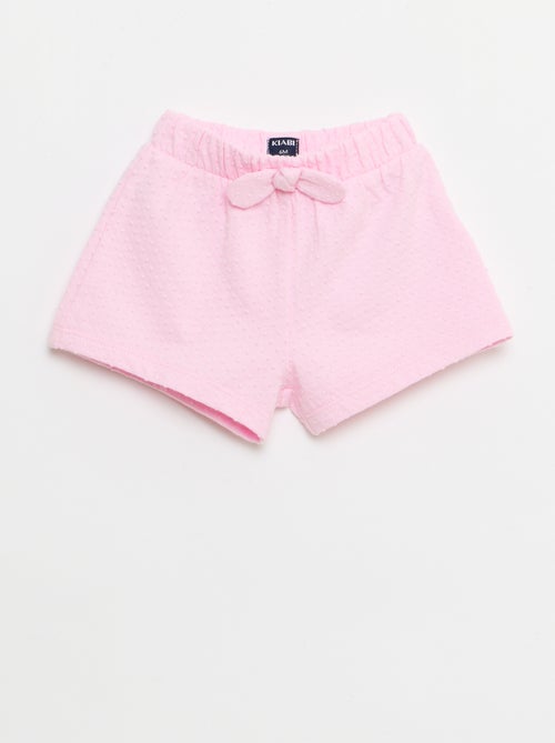 Effen short van jacquardbreisel met fantasieknoop - Kiabi