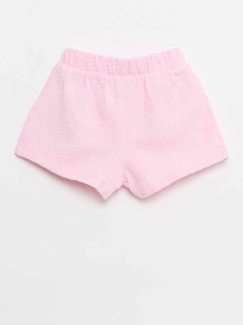 Effen short van jacquardbreisel met fantasieknoop - Kiabi