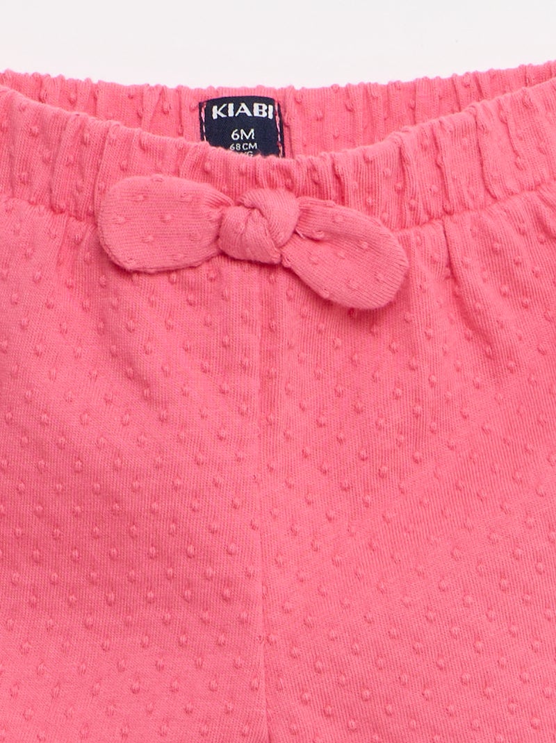 Effen short van jacquardbreisel met fantasieknoop Rose - Kiabi