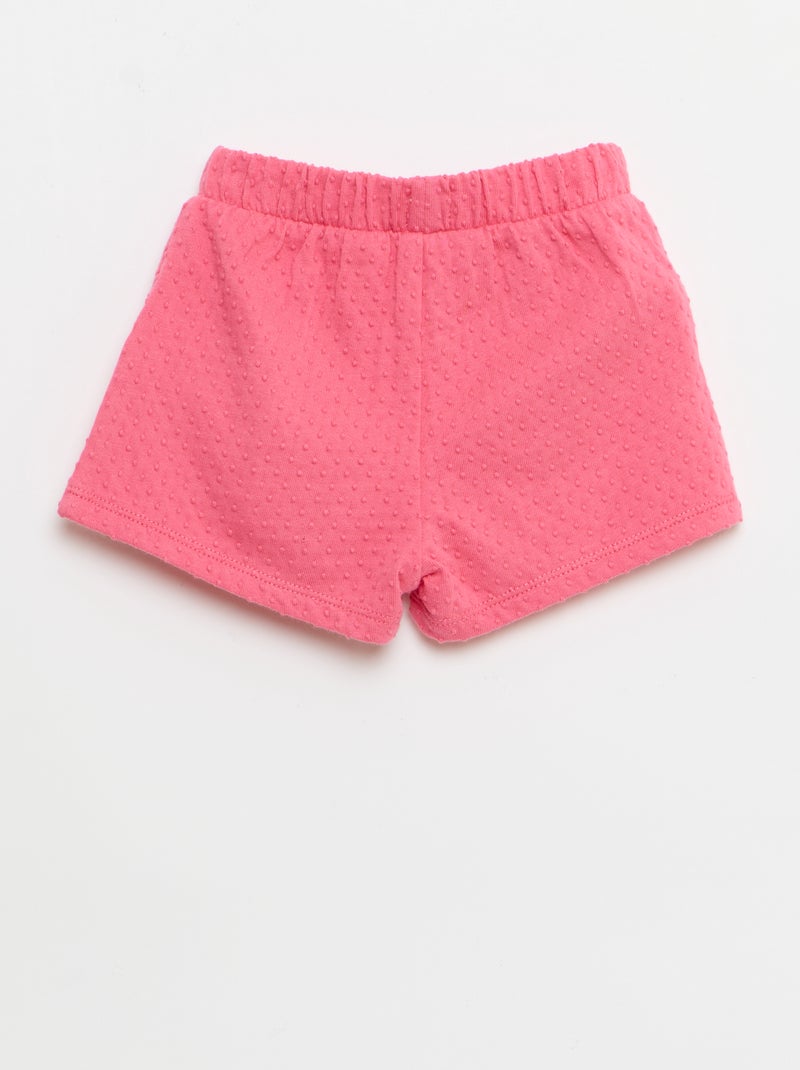 Effen short van jacquardbreisel met fantasieknoop Rose - Kiabi