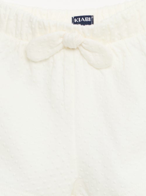 Effen short van jacquardbreisel met fantasieknoop - Kiabi