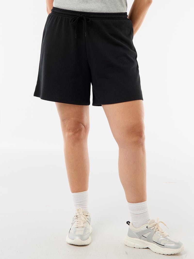 Effen short van lichte joggingstof Zwart - Kiabi
