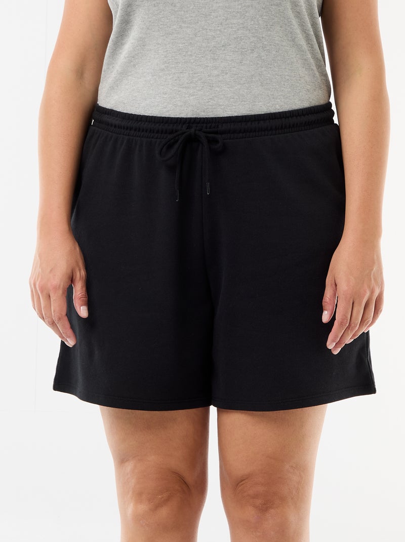 Effen short van lichte joggingstof Zwart - Kiabi