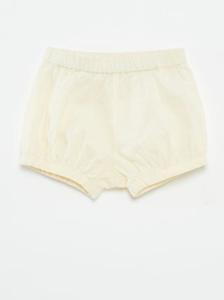Effen short van linnenmix
