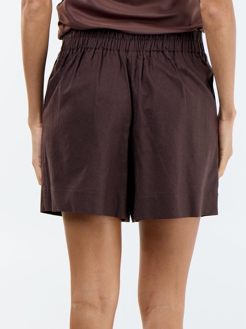 Effen short van linnenmix - Kiabi