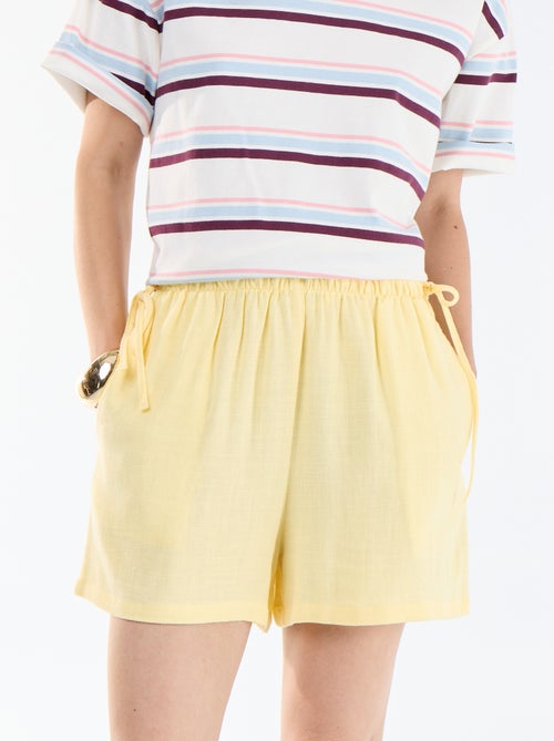 Effen short van linnenmix - Kiabi