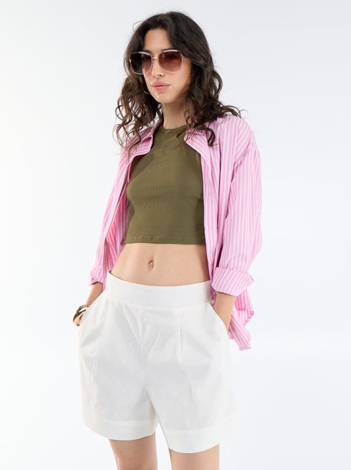 Effen short van linnenmix - Kiabi