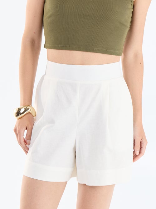 Effen short van linnenmix - Kiabi