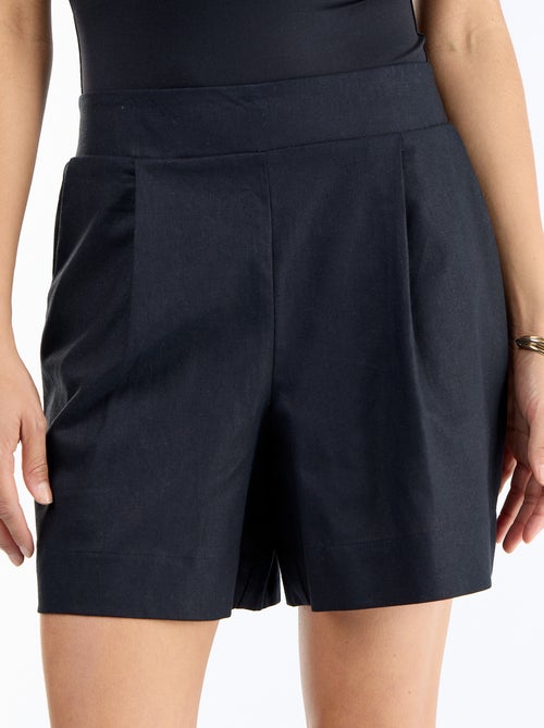 Effen short van linnenmix - Kiabi