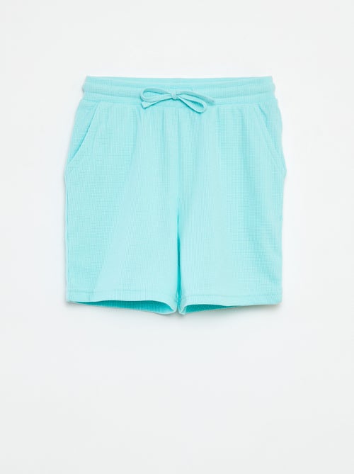 Effen short van tricot met wafeltextuur - Kiabi