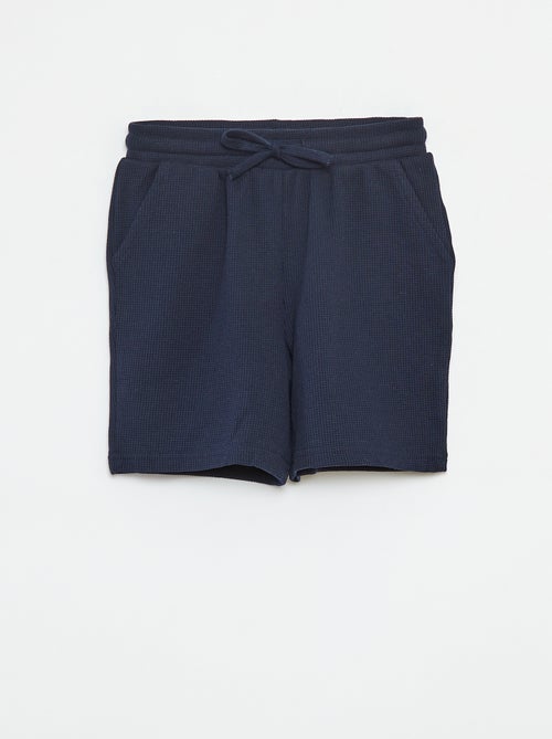 Effen short van tricot met wafeltextuur - Kiabi