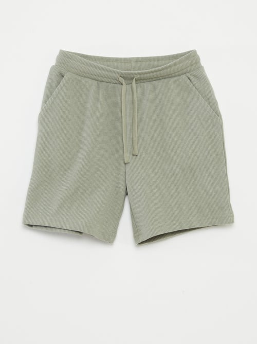 Effen short van tricot met wafeltextuur - Kiabi
