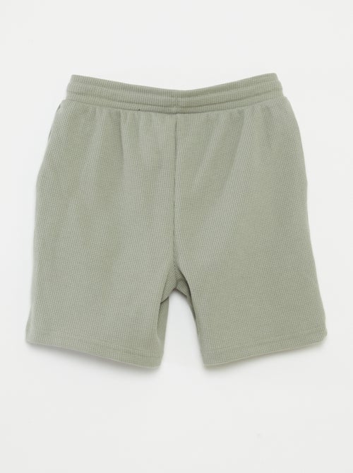 Effen short van tricot met wafeltextuur - Kiabi