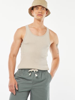 Effen singlet van ribtricot