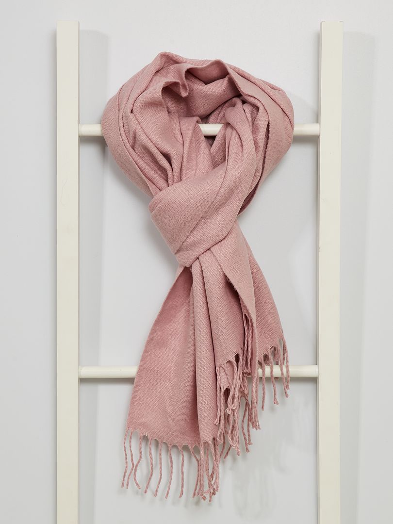 Effen sjaal met franjes roze - Kiabi