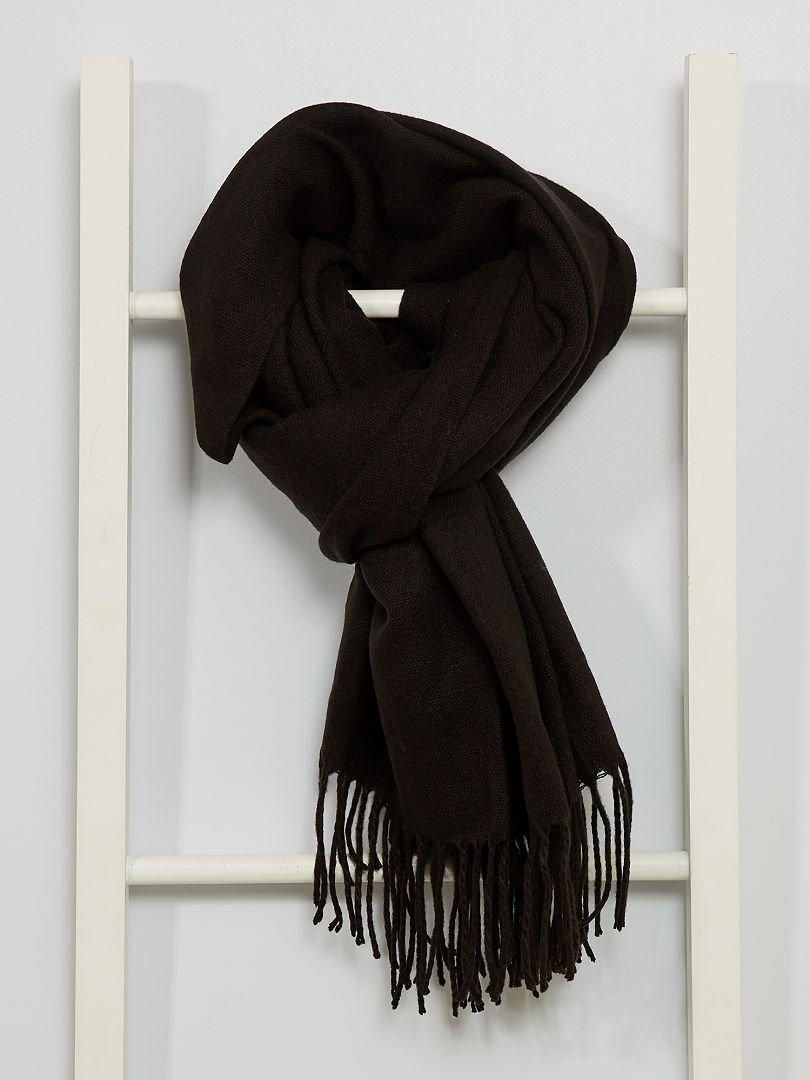 Effen sjaal met franjes zwart - Kiabi