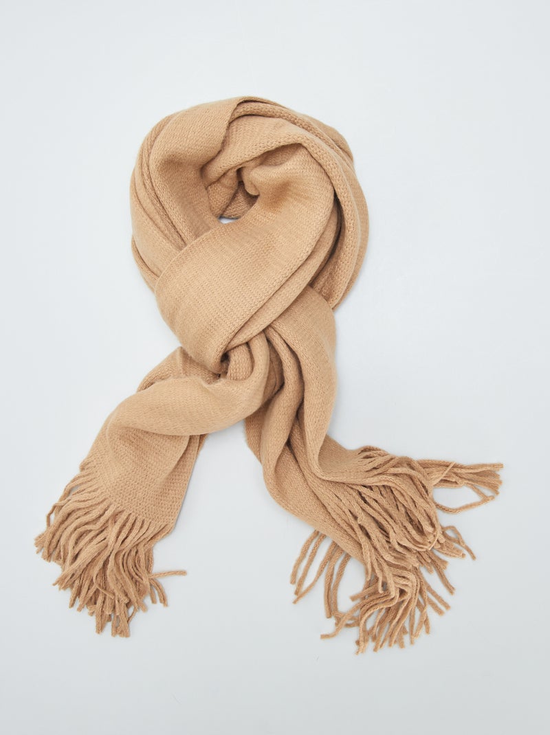 Effen sjaal van warm tricot BRUIN - Kiabi