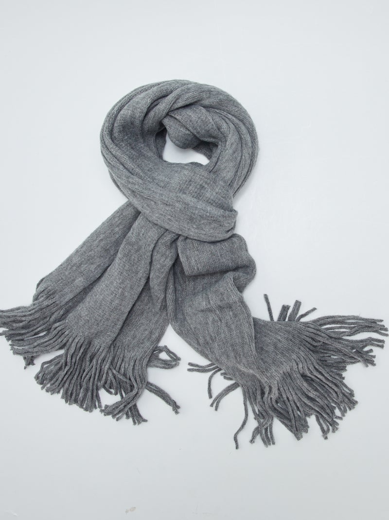 Effen sjaal van warm tricot GRIJS - Kiabi