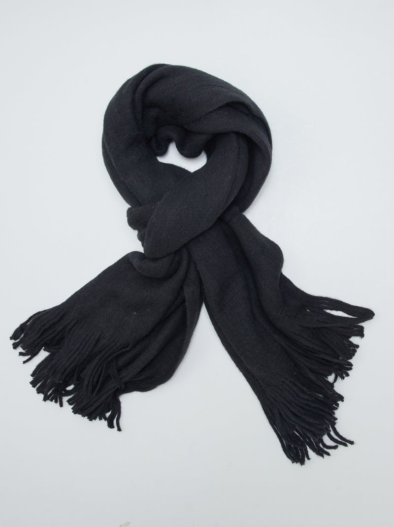Effen sjaal van warm tricot ZWART - Kiabi