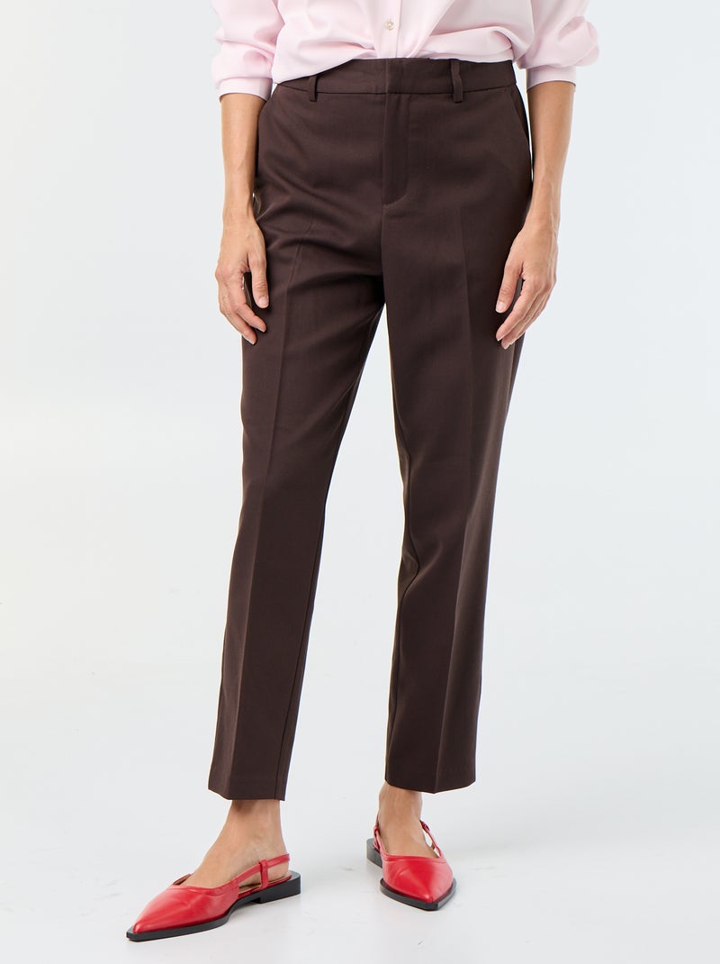 Effen skinny broek met 2 zakken Bruin - Kiabi