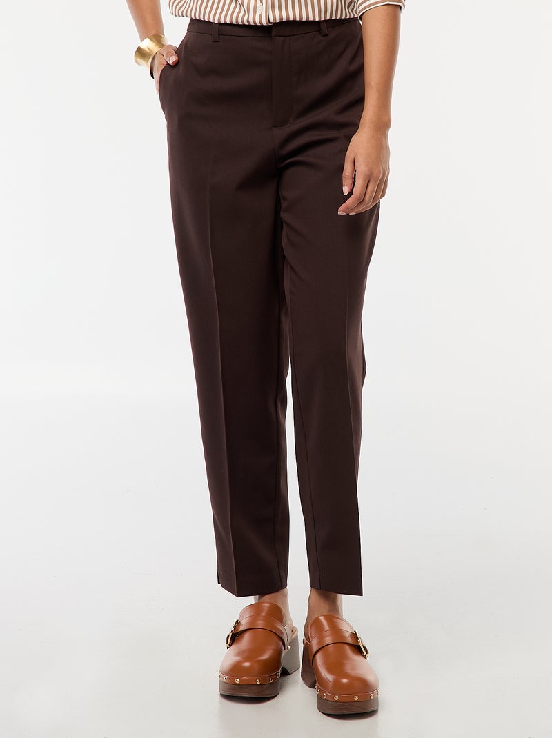 Effen skinny broek met 2 zakken Bruin - Kiabi