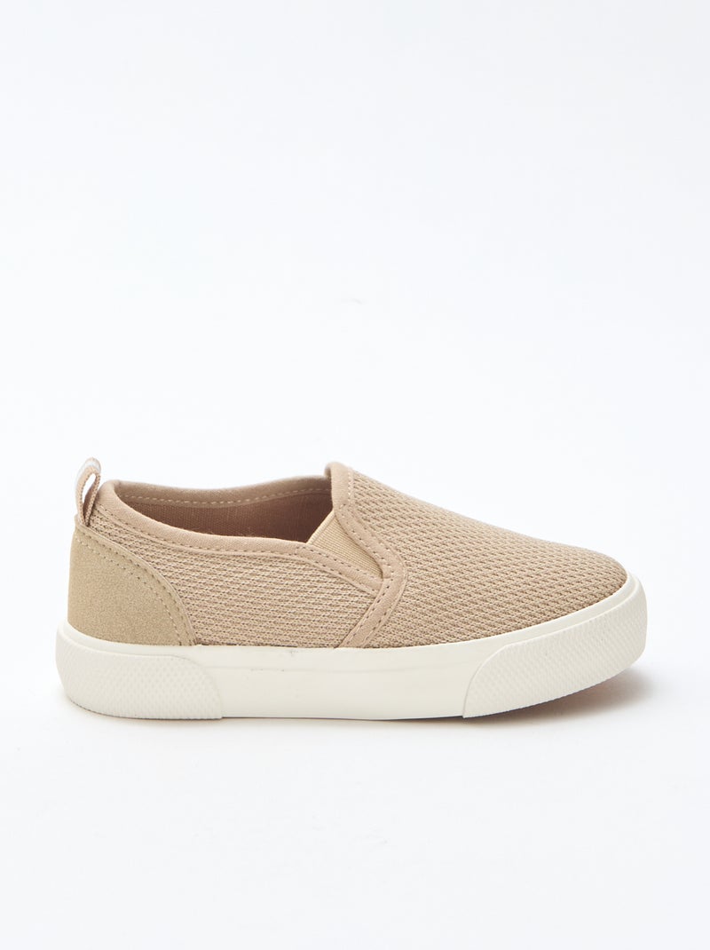 Effen sneakers van mesh | Instapmodel Biege - Kiabi