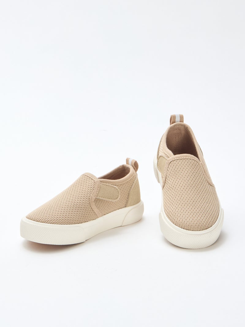 Effen sneakers van mesh | Instapmodel Biege - Kiabi