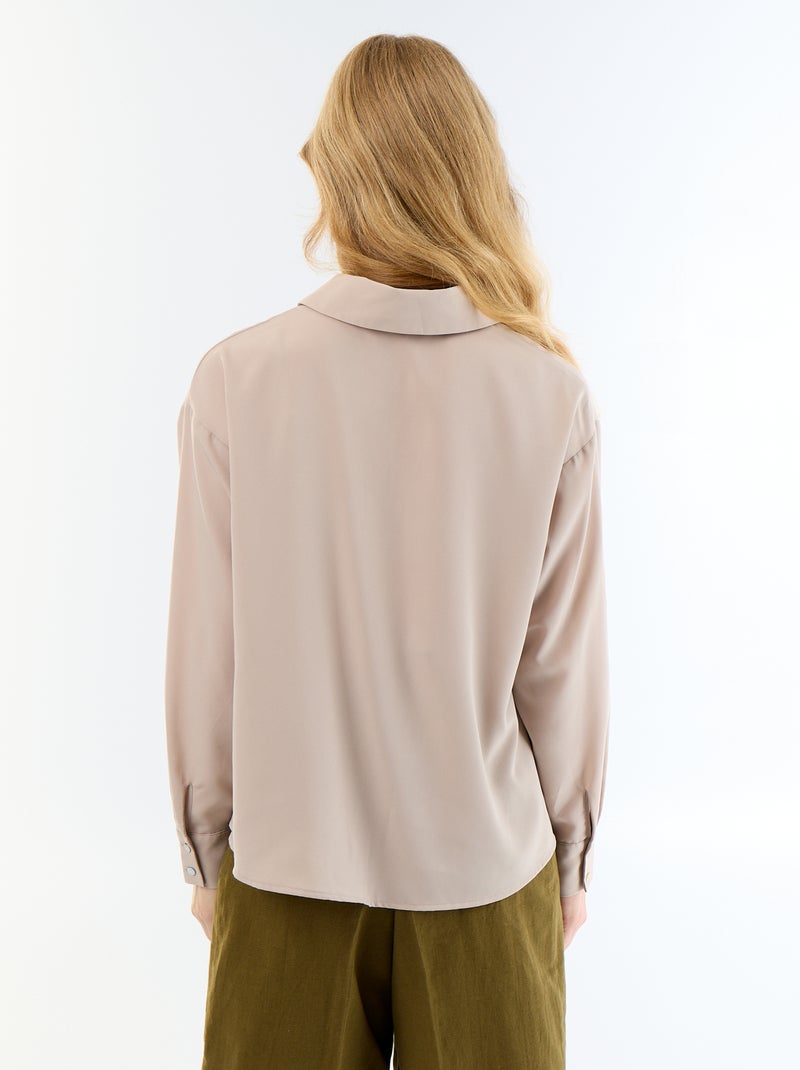 Effen soepele blouse Biege - Kiabi