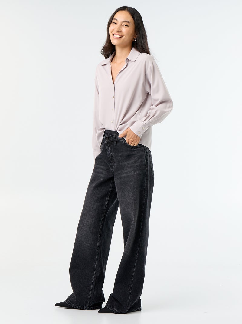 Effen soepele blouse Biege - Kiabi