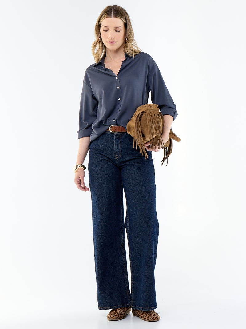 Effen soepele blouse Blauw - Kiabi