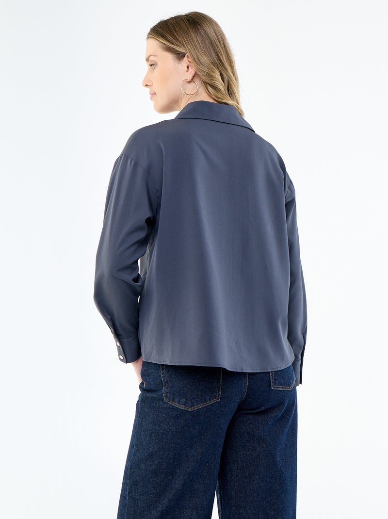 Effen soepele blouse Blauw - Kiabi