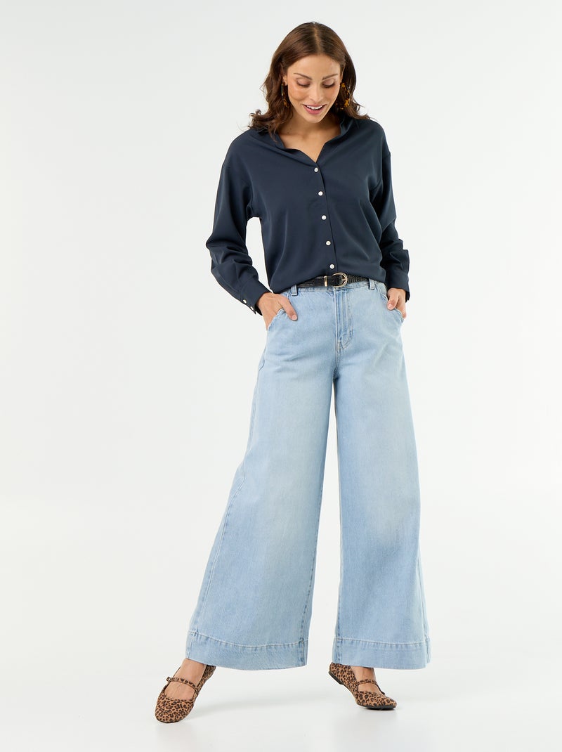 Effen soepele blouse Blauw - Kiabi