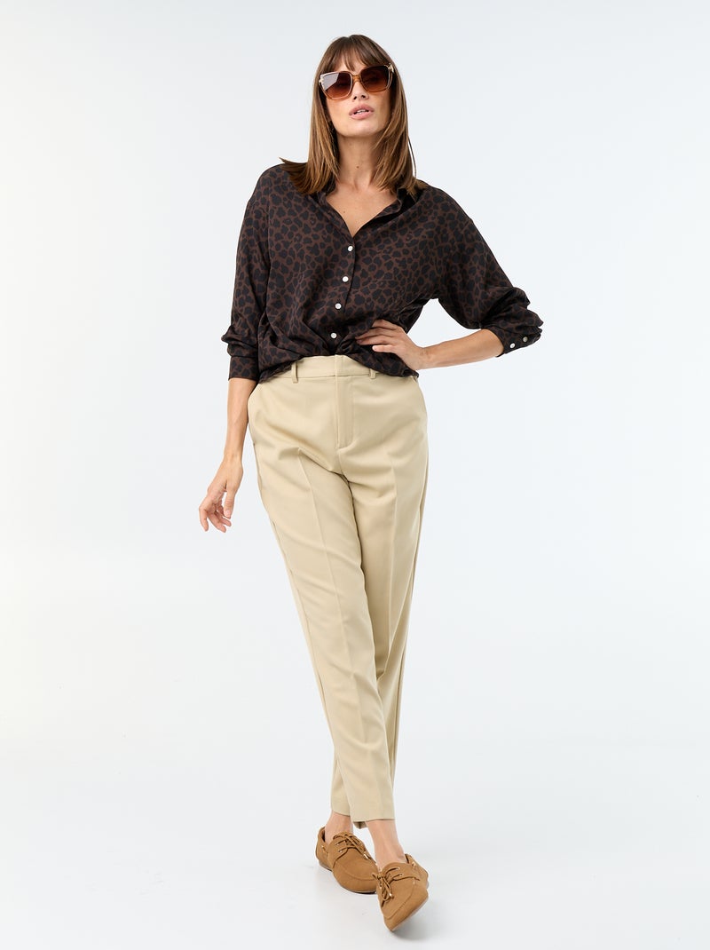 Effen soepele blouse Bruin - Kiabi