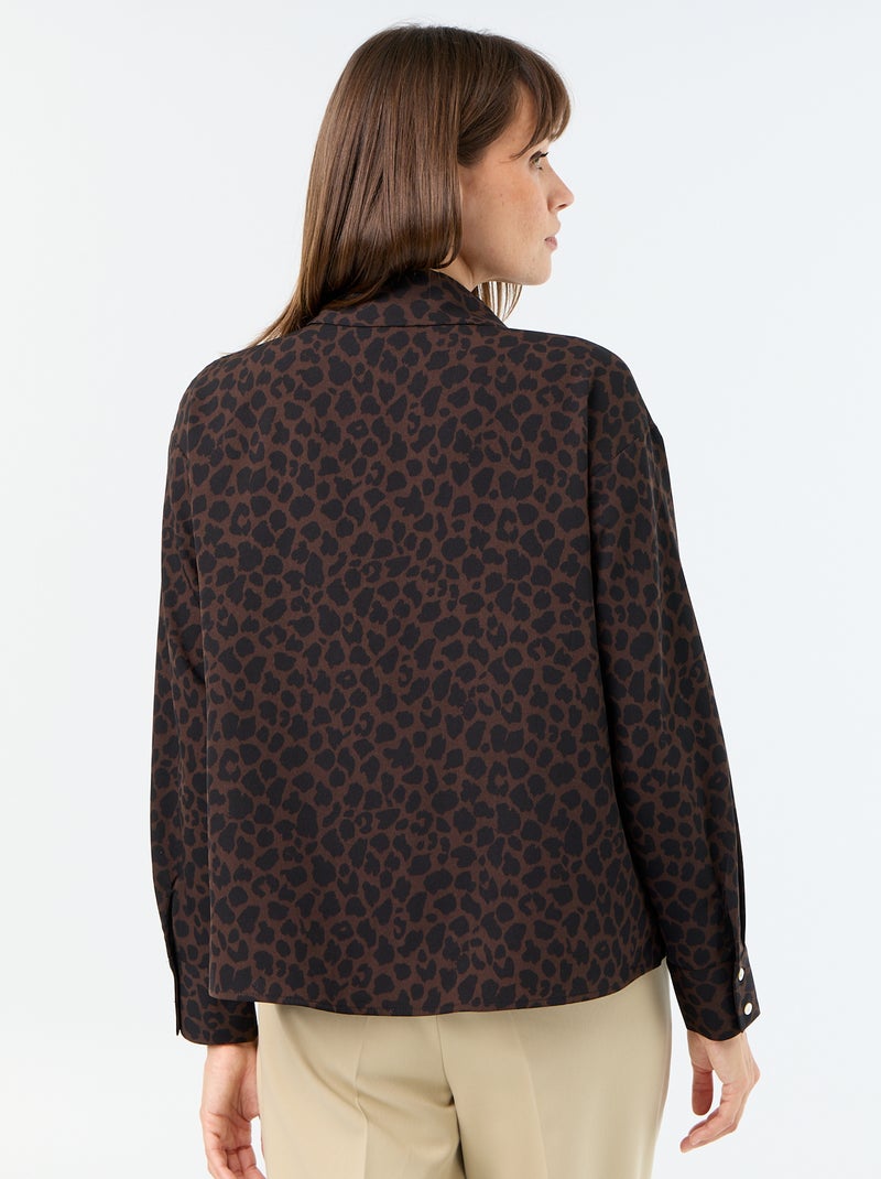 Effen soepele blouse Bruin - Kiabi