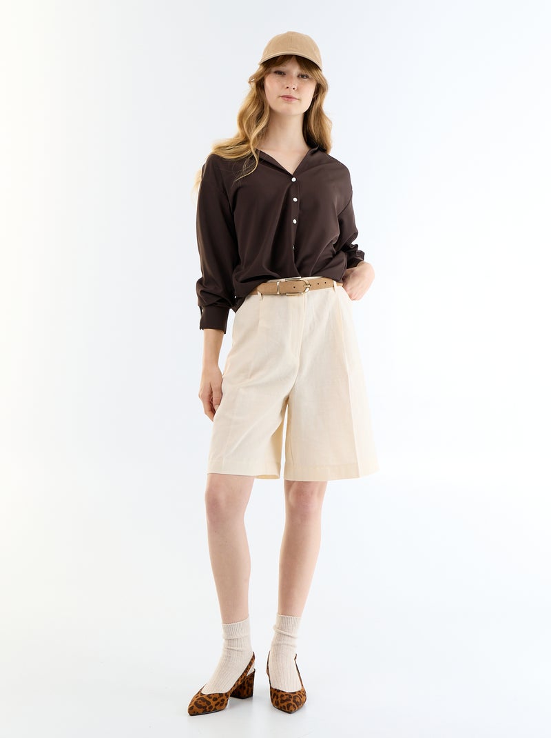 Effen soepele blouse Bruin - Kiabi