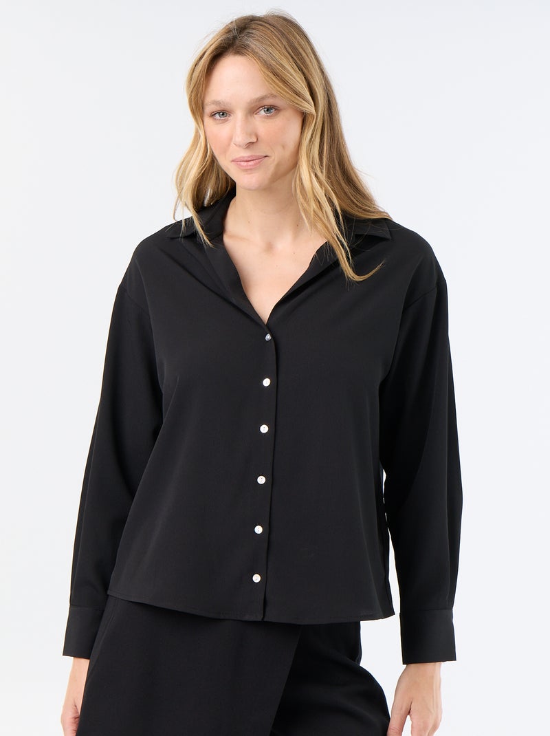 Effen soepele blouse Zwart - Kiabi