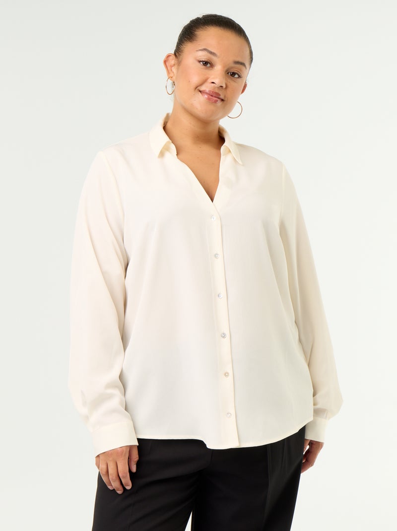 Effen soepelvallende blouse Biege - Kiabi