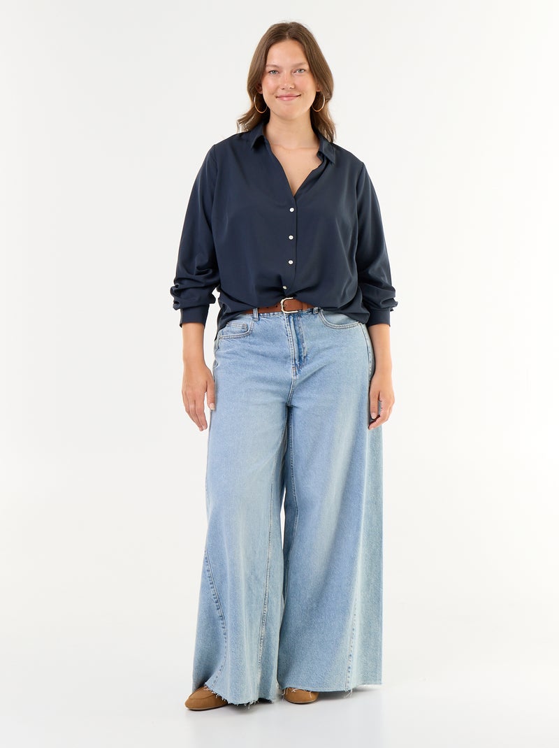 Effen soepelvallende blouse Blauw - Kiabi
