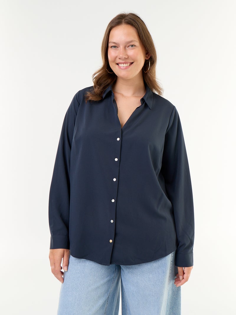 Effen soepelvallende blouse Blauw - Kiabi