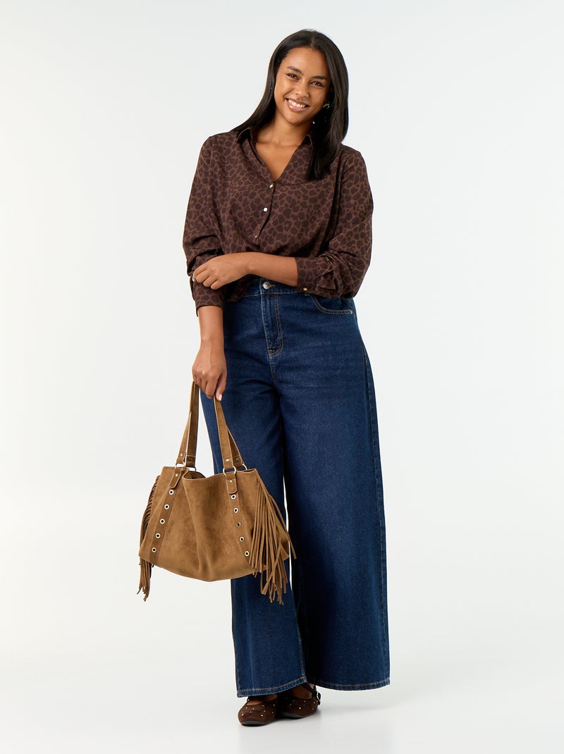 Effen soepelvallende blouse Bruin - Kiabi