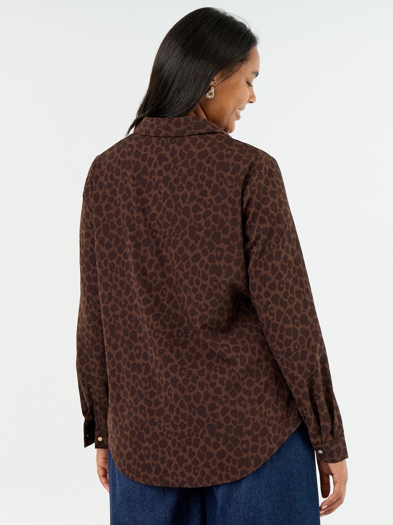 Effen soepelvallende blouse Bruin - Kiabi