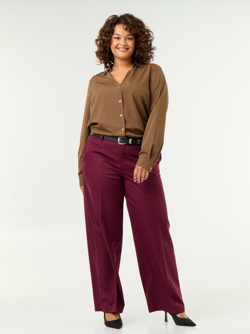 Effen soepelvallende blouse Bruin - Kiabi