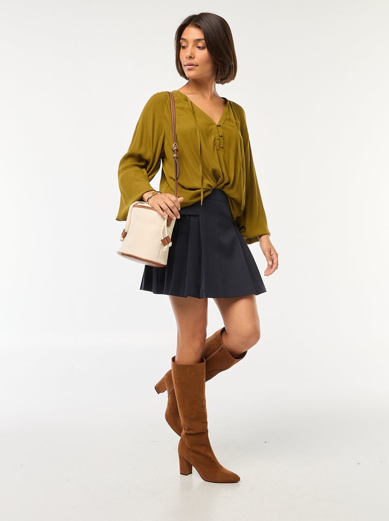 Effen soepelvallende blouse Groen - Kiabi