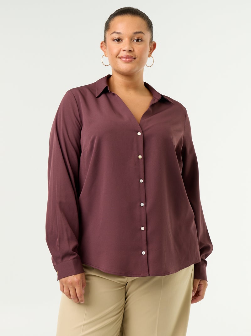 Effen soepelvallende blouse Paars - Kiabi