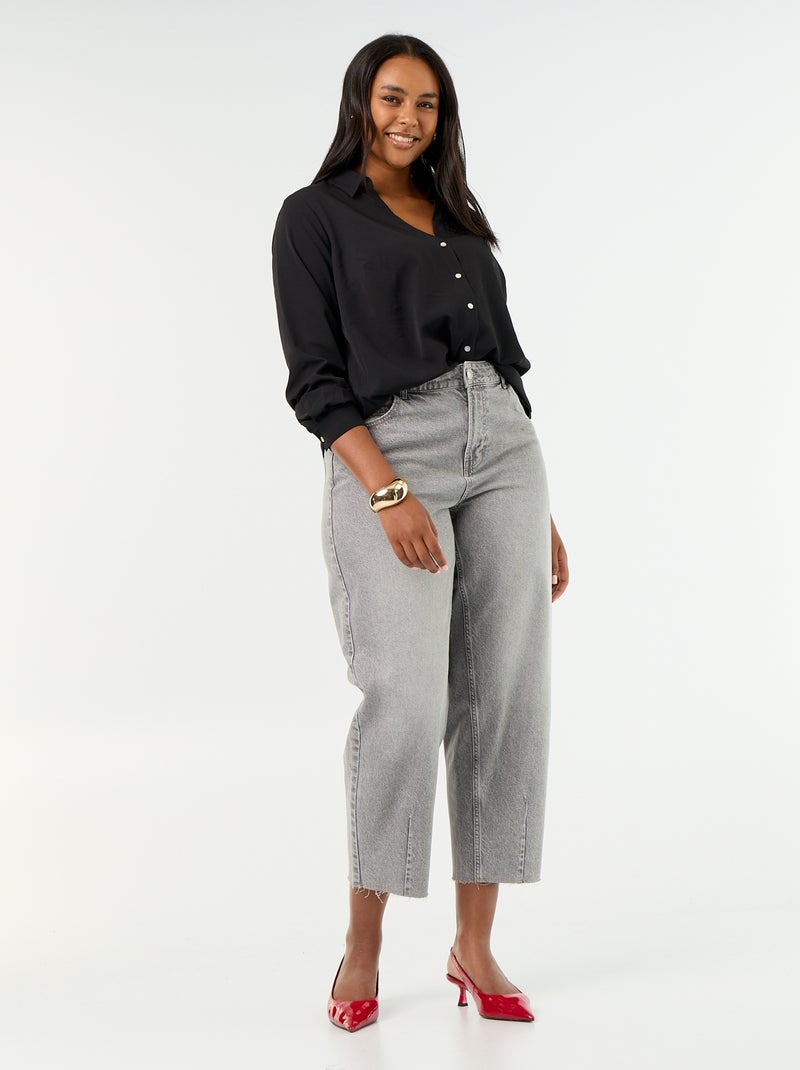Effen soepelvallende blouse Zwart - Kiabi