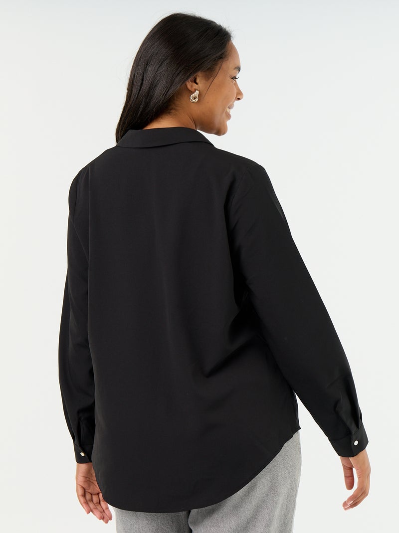 Effen soepelvallende blouse Zwart - Kiabi