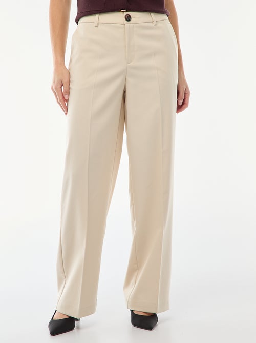 Effen, soepelvallende broek met wijde pijpen - Kiabi